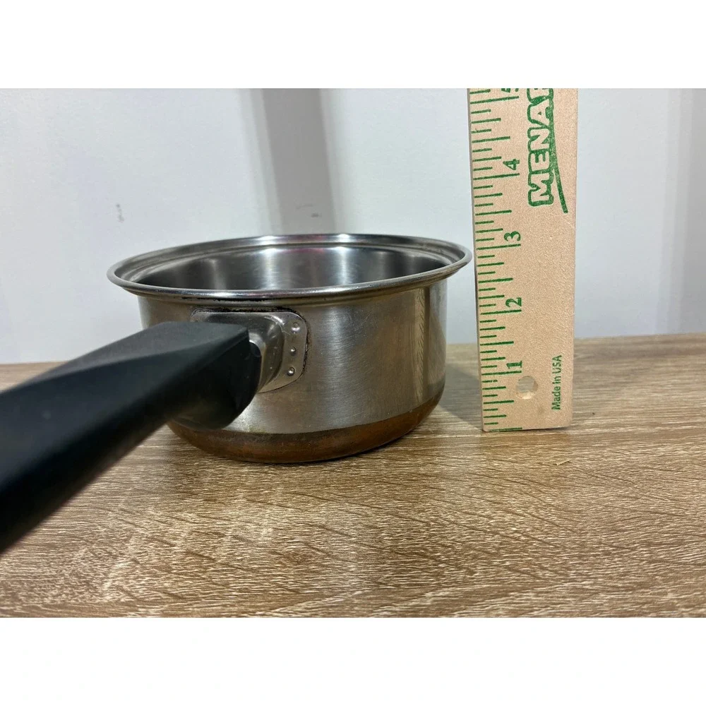 Vintage EKCO Flint 1 Quart Stainless Steel Copper Bottom Saucepan Pot USA 265